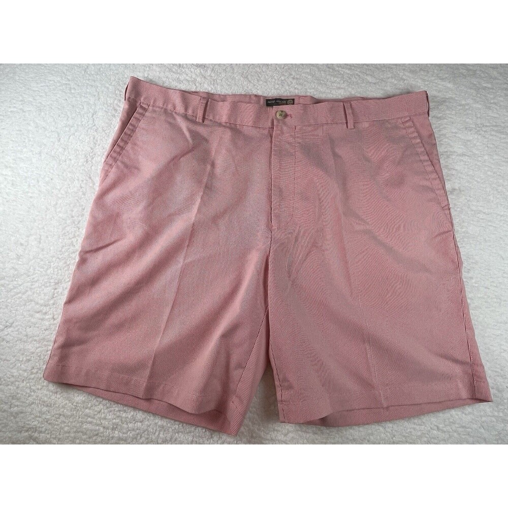 PETER MILLAR Shorts Mens 42 Wicking Golf Performance Pinstripe Flat Front Luxury
